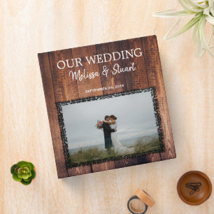 Rustic dark barn wood photo Wedding album Binder