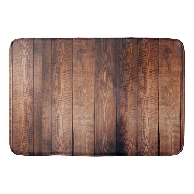 Rustic Dark Barn Wood Planks Bath Mat (Front)