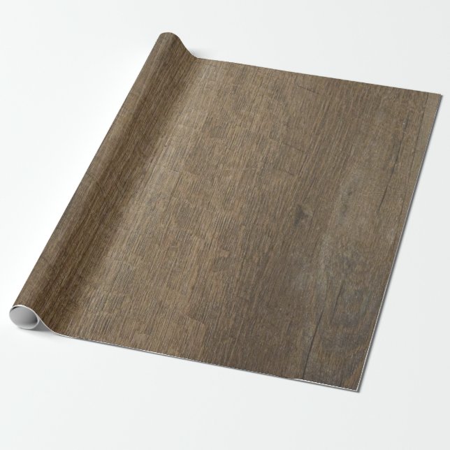 Rustic Dark Barn Wood Planks Wrapping Paper (Unrolled)