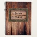 Rustic dark barn wood trendy personalized planner<br><div class="desc">Rustic dark wood patterned planner.
You can personalize it and add your own name and text at the front.</div>