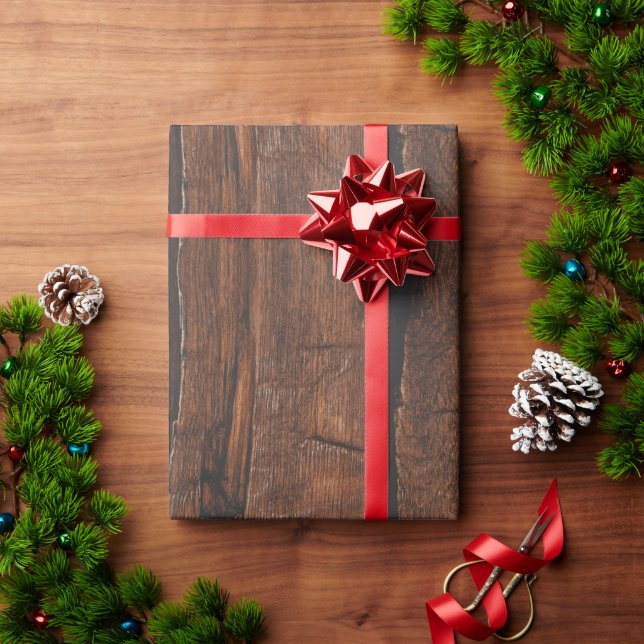 Rustic dark brown old wood wrapping paper (Holiday Gift)
