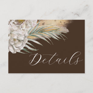 Rustic Dark Brown & White Flowers Wedding Details Enclosure Card