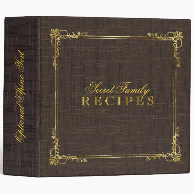 Rustic Dark Brown With Gold Frame 2 Binder (Front/Spine)