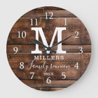 Rustic Dark Brown Wood Family Reunion Monogrammed 