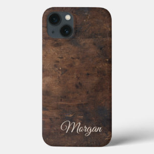 Rustic Dark Brown Wood Look iPhone / coque ipad