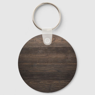 Rustic Dark brown WOOD LOOK texture Keychain