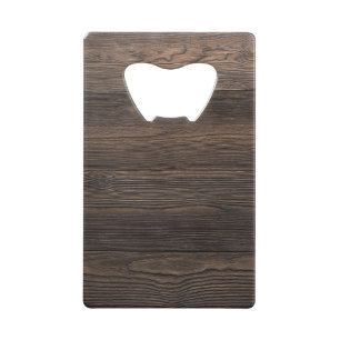 Rustic Dark brown WOOD LOOK texture Wallet Bottle Opener