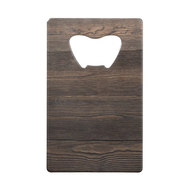 Rustic Dark brown WOOD LOOK texture Wallet Bottle Opener (Back)