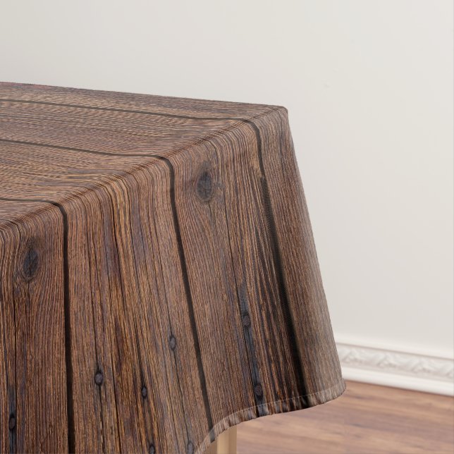 Rustic Dark Brown Wood Wooden Country Style Tablecloth (In Situ)