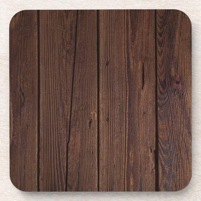 Rustic Dark Brown Wood Wooden Fence Country Style Coaster (Front)