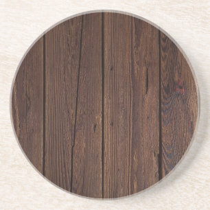 Rustic Dark Brown Wood Wooden Fence Country Style Coaster