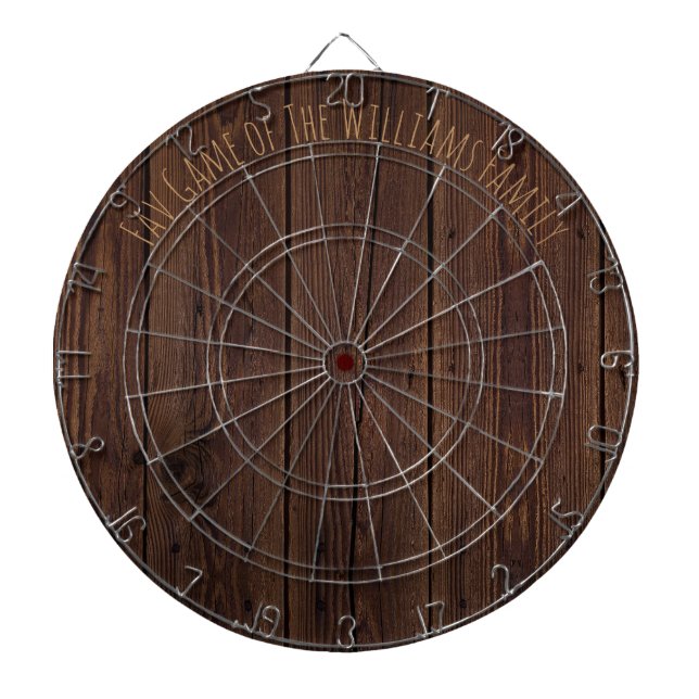 Rustic Dark Brown Wood Wooden Fence Country Style Dartboard (Front)