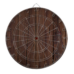 Rustic Dark Brown Wood Wooden Fence Country Style Dartboard