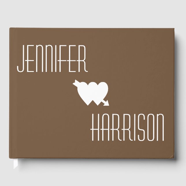 Rustic Dark Brown Wood Wooden Fence Country Style Guest Book (Front)