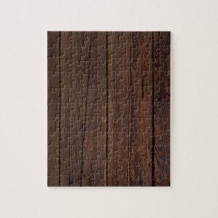 Rustic Dark Brown Wood Wooden Fence Country Style Jigsaw Puzzle