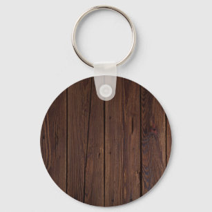 Rustic Dark Brown Wood Wooden Fence Country Style Keychain