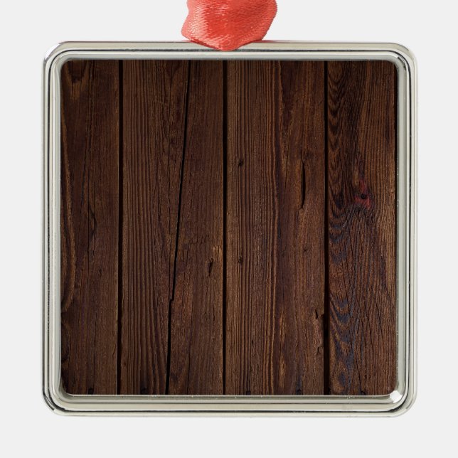 Rustic Dark Brown Wood Wooden Fence Country Style Metal Ornament (Front)