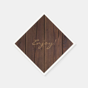 Rustic Dark Brown Wood Wooden Fence Country Style Napkin