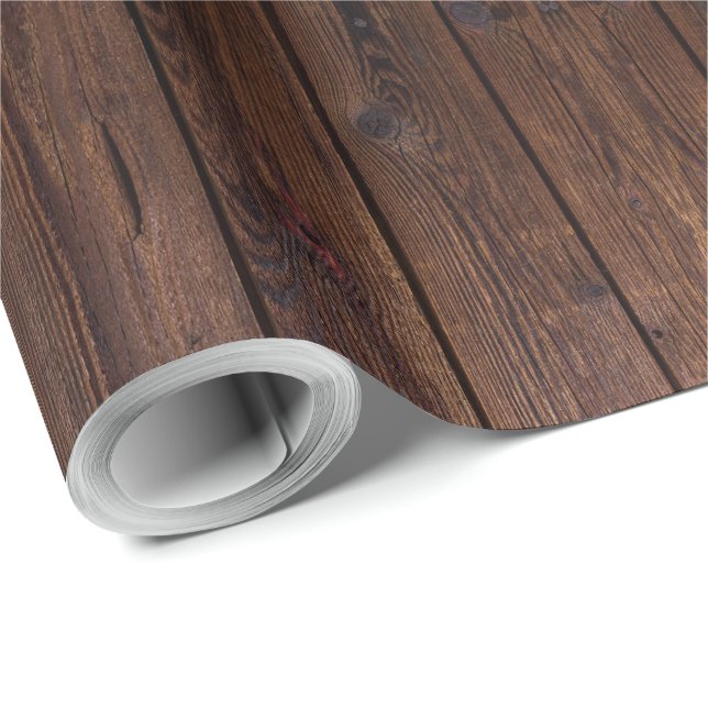 Rustic Dark Brown Wood Wooden Fence Country Style Wrapping Paper (Roll Corner)