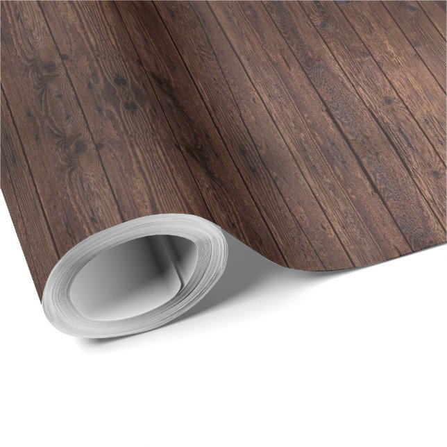 Rustic Dark Brown Wood Wooden Fence Country Style Wrapping Paper (Roll Corner)