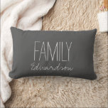 Rustic dark gray Family script monogram name  Lumbar Pillow<br><div class="desc">Rustic dark gray Family script monogram name Lumbar Pillow
You can easily change the text and add your own name.</div>