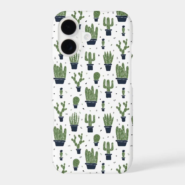 Rustic Dark Green Cactus Desert Pattern (Back)