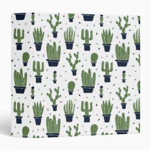 Rustic Dark Green Cactus Desert Pattern Binder