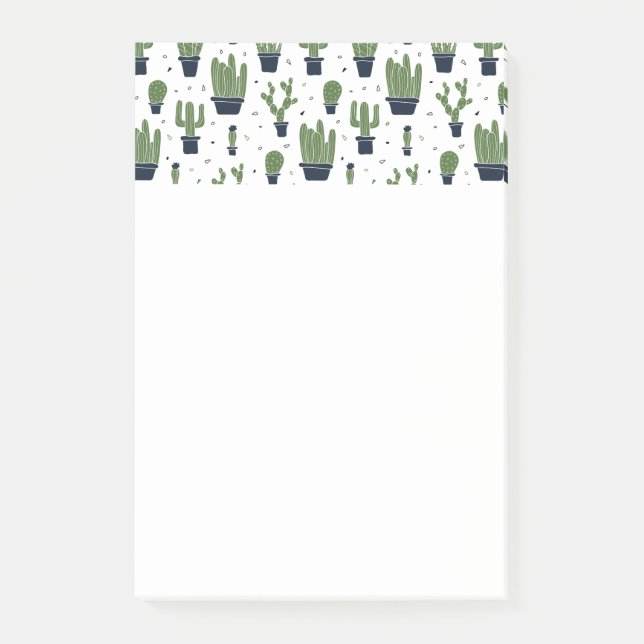 Rustic Dark Green Cactus Desert Pattern Post-it Notes (Front)