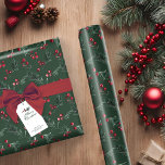Rustic Dark Green Christmas Watercolor Botanical Wrapping Paper<br><div class="desc">Rustic Elegant Dark Green Christmas Watercolor Botanical Gift Wrap featuring a pattern of sprigs of gentle modern greenery of pine and berries on a forest green background. Please contact us at cedarandstring@gmail.com if you need assistance with the design or matching products.</div>