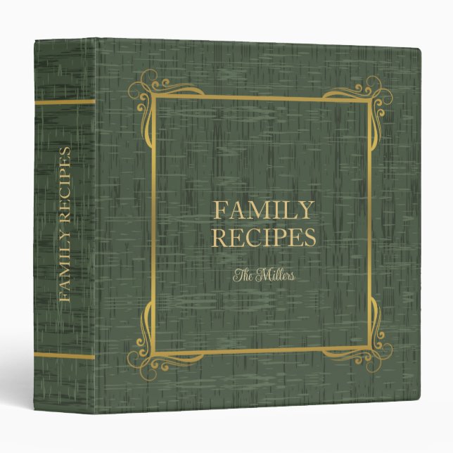 Rustic Dark Green With Gold Frame 4 Binder (Front/Spine)