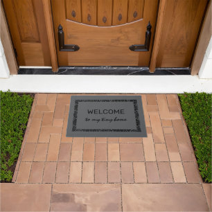 Rustic dark grey Welcome to my tiny home Doormat