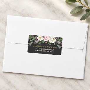 Rustic Dark Moody Boho Floral Wedding Label