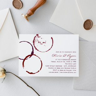 Rustic Dark Red Wine Stain Rehearsal Dinner Invitation