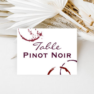Rustic Dark Red Wine Stain Wedding Table Name Invitation