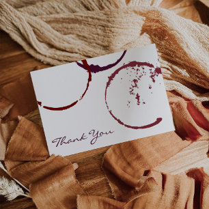 Rustic Dark Red Wine Stain Wedding Thank You Card