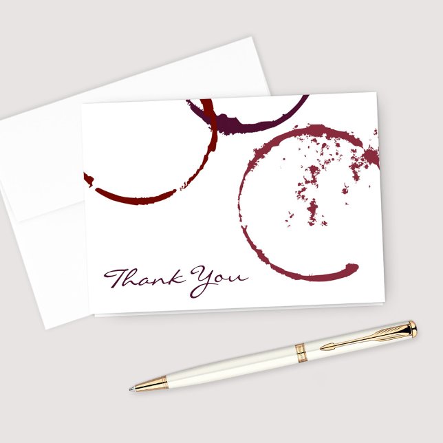 Rustic Dark Red Wine Stain Wedding Thank You Card (Creator Uploaded)