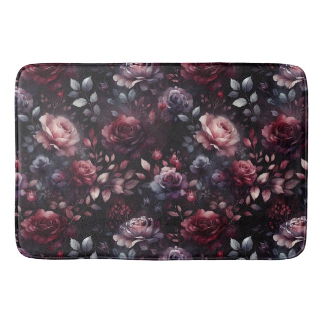 Rustic Dark Roses Bath Mat (Front)
