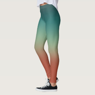 Rustic dark slate grey teal brown red gradient leggings