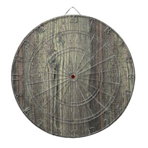 Rustic Dark Weathered Wood Background Dartboard