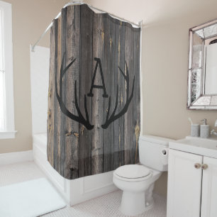 Rustic Dark Wood Antlers Monogram