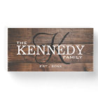 Rustic Dark Wood Family Monogram Last Name