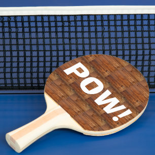 Rustic Dark Wood Funny POW! BAM! Ping Pong Paddle