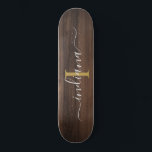 Rustic Dark Wood Monogram Script Name Initial Skateboard<br><div class="desc">Dark Wood Rustic Wood Monogram Script Name Initial Beach towel you can completely modify with your name and initial by clicking the "Personalize" button.</div>