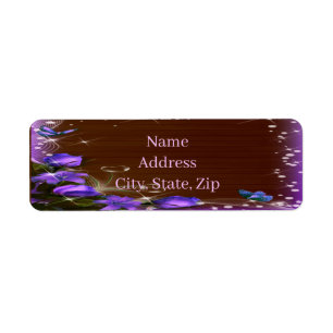 Rustic Dark Wood Purple Floral Butterfly Adresse