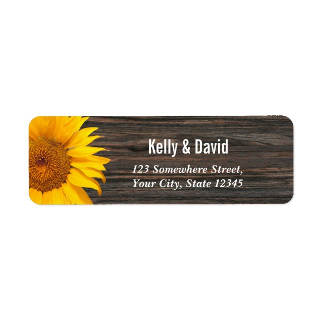Rustic Dark Wood Sunflower Mariage Adresse de reto (Devant)
