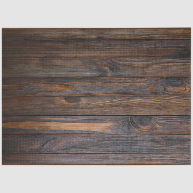 Rustic Dark Wood Tone Tissue Paper (Front)