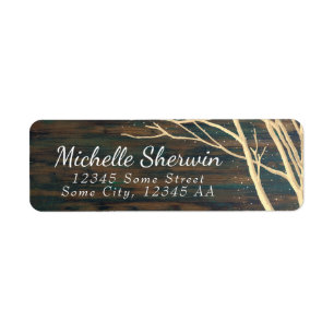 Rustic Dark Wood Tree Branches Return Address