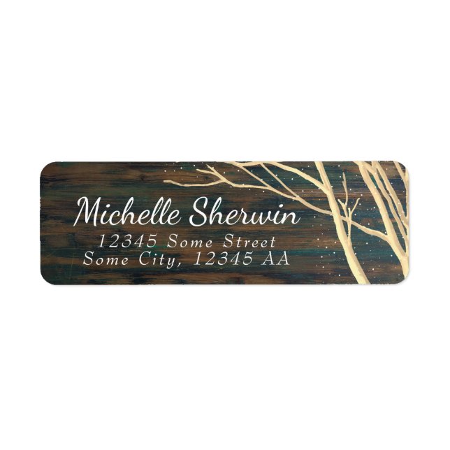 Rustic Dark Wood Tree Branches Return Address (Front)