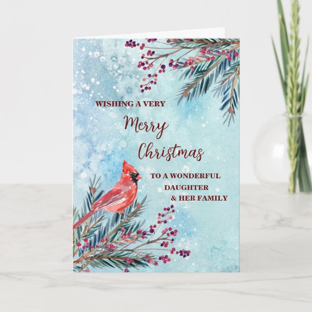 Rustic Daughter & Family Merry Christmas Card (Front)