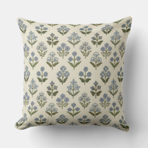 Rustic Decor Blue Green Block Print Pillow Covers